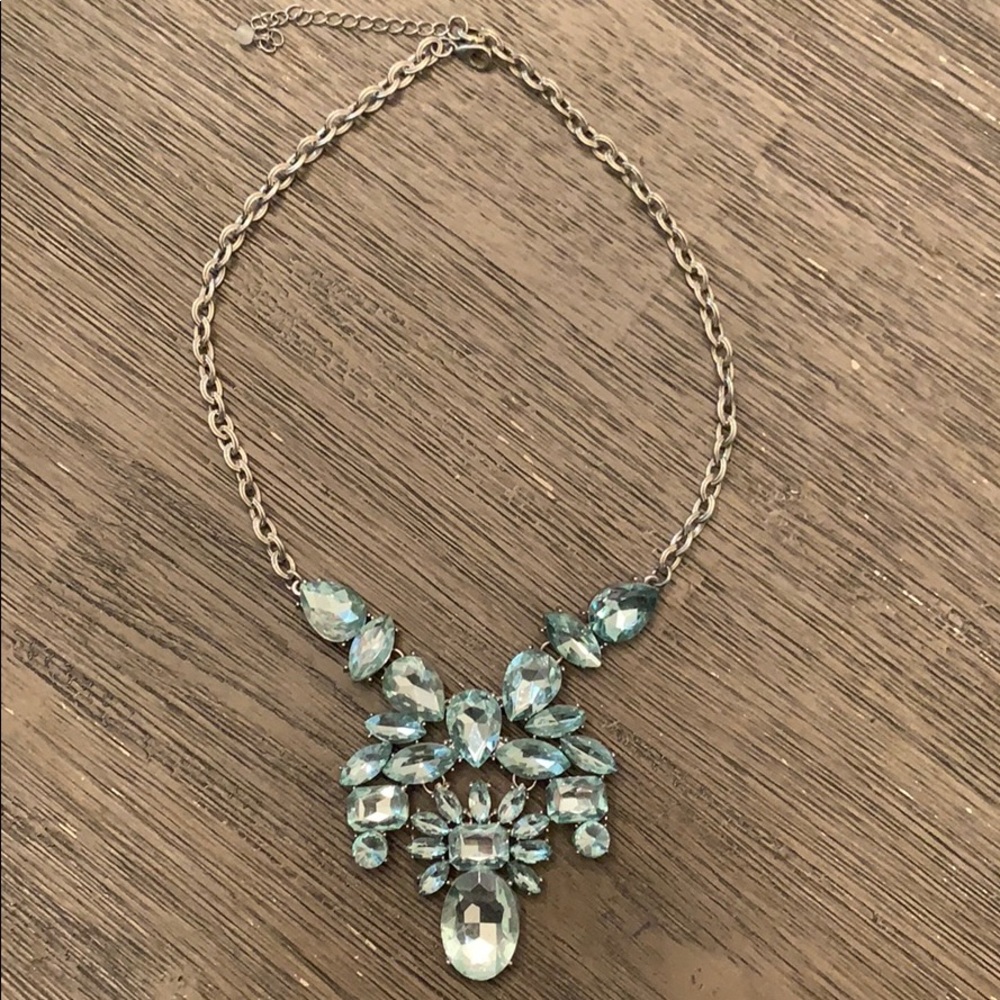 Turquoise light blue and silver necklace